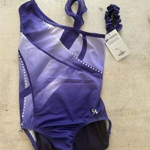 GK One Piece leotard/Swimsuit - Purple and White